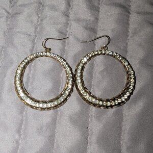 $1 with Bundle ~ Gold Rhinestone Hoop Earrings 6241